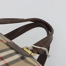 Burberrys Nova Check Boston Bag Canvas Beige Gold Auth 191914-14