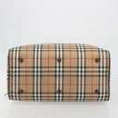 Burberrys Nova Check Boston Bag Canvas Beige Gold Auth 191914-5