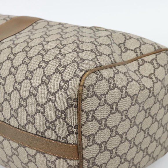 GUCCI GG Plus Supreme Boston Bag PVC Beige Gold Auth 191915