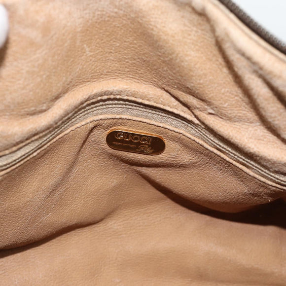 GUCCI GG Plus Supreme Boston Bag PVC Beige Gold Auth 191915