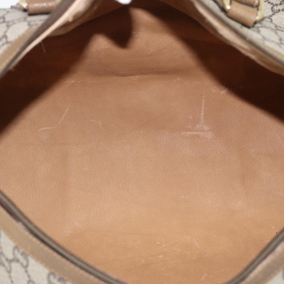 GUCCI GG Plus Supreme Boston Bag PVC Beige Gold Auth 191915