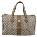 GUCCI GG Plus Supreme Boston Bag PVC Beige Gold Auth 191915-13