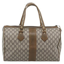 GUCCI GG Plus Supreme Boston Bag PVC Beige Gold Auth 191915-2