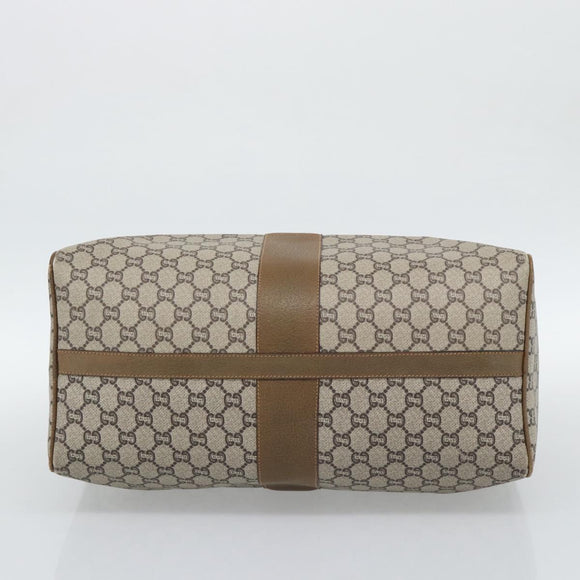 GUCCI GG Plus Supreme Boston Bag PVC Beige Gold Auth 191915