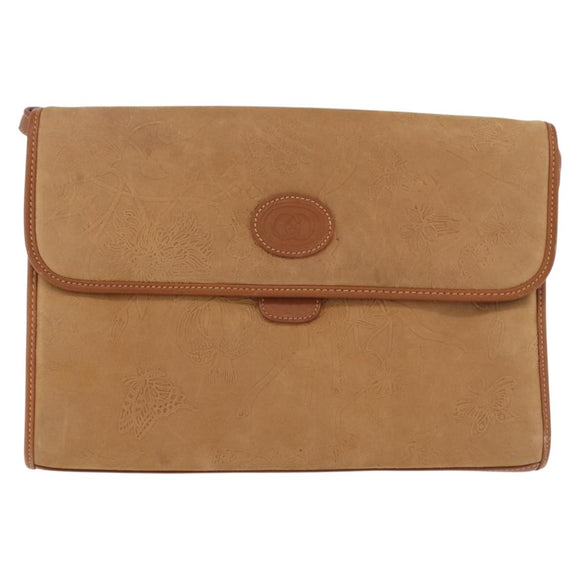 GUCCI Shoulder Bag Leather Beige Gold Auth 191917