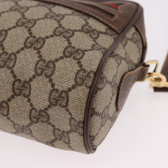 GUCCI GG Supreme Web Sherry Line Bag PVC Beige Gold 001 115 6655 Auth 191920