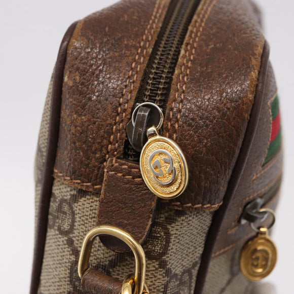 GUCCI GG Supreme Web Sherry Line Bag PVC Beige Gold 001 115 6655 Auth 191920
