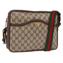 GUCCI GG Supreme Web Sherry Line Shoulder Bag PVC Beige Gold Auth 191921-1