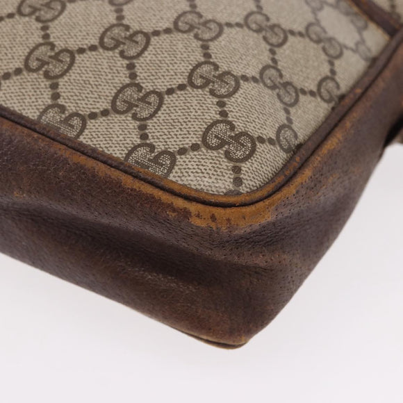 GUCCI GG Supreme Web Sherry Line Shoulder Bag PVC Beige Gold Auth 191921
