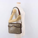 GUCCI GG Supreme Web Sherry Line Shoulder Bag PVC Beige Gold Auth 191921-24