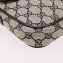GUCCI GG Supreme Sherry Line Shoulder Bag PVC Navy Gold Auth 191923-10