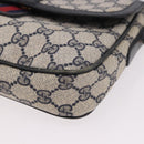 GUCCI GG Supreme Sherry Line Shoulder Bag PVC Navy Gold Auth 191923-11