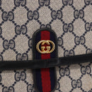 GUCCI GG Supreme Sherry Line Shoulder Bag PVC Navy Gold Auth 191923-14