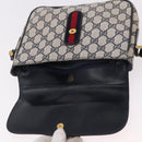 GUCCI GG Supreme Sherry Line Shoulder Bag PVC Navy Gold Auth 191923-15