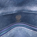 GUCCI GG Supreme Sherry Line Shoulder Bag PVC Navy Gold Auth 191923-16