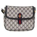 GUCCI GG Supreme Sherry Line Shoulder Bag PVC Navy Gold Auth 191923-2