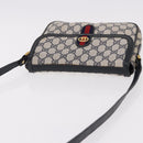 GUCCI GG Supreme Sherry Line Shoulder Bag PVC Navy Gold Auth 191923-6