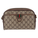 GUCCI GG Supreme Web Sherry Line Bag PVC Beige Gold 116 02 089 Auth 191925-2