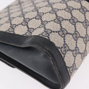 GUCCI GG Supreme Sherry Line Clutch Bag PVC Navy Gold Auth 191926-10