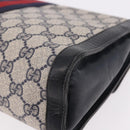 GUCCI GG Supreme Sherry Line Clutch Bag PVC Navy Gold Auth 191926-11