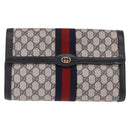 GUCCI GG Supreme Sherry Line Clutch Bag PVC Navy Gold Auth 191926-2