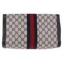GUCCI GG Supreme Sherry Line Clutch Bag PVC Navy Gold Auth 191926-3