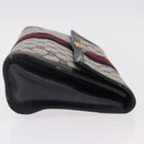GUCCI GG Supreme Sherry Line Clutch Bag PVC Navy Gold Auth 191926-4