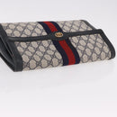 GUCCI GG Supreme Sherry Line Clutch Bag PVC Navy Gold Auth 191926-6