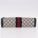 GUCCI GG Supreme Sherry Line Clutch Bag PVC Navy Gold Auth 191926-7