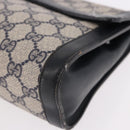 GUCCI GG Supreme Sherry Line Clutch Bag PVC Navy Gold Auth 191926-9