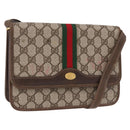 GUCCI GG Supreme Web Sherry Line Shoulder Bag PVC Beige Gold Auth 191927-1