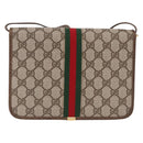 GUCCI GG Supreme Web Sherry Line Shoulder Bag PVC Beige Gold Auth 191927-4