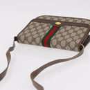 GUCCI GG Supreme Web Sherry Line Shoulder Bag PVC Beige Gold Auth 191927-7