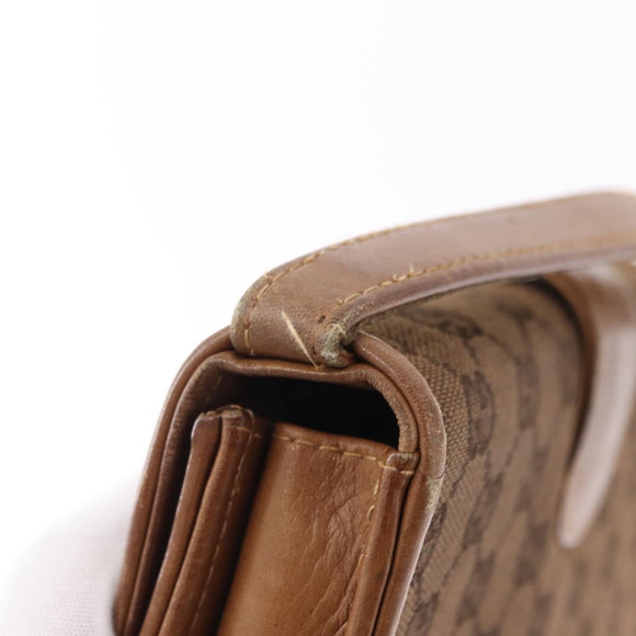 GUCCI GG Canvas Shoulder Bag Brown Gold Auth 191929