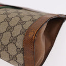 GUCCI GG Supreme Web Sherry Line Clutch Bag PVC Beige Auth 191932-10