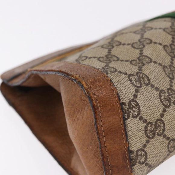 GUCCI GG Supreme Web Sherry Line Clutch Bag PVC Beige Auth 191932