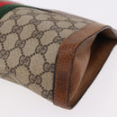 GUCCI GG Supreme Web Sherry Line Clutch Bag PVC Beige Auth 191932-12