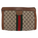 GUCCI GG Supreme Web Sherry Line Clutch Bag PVC Beige Auth 191932-3