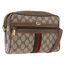 GUCCI GG Supreme Web Sherry Line Bag PVC Beige Gold 119 02 004 Auth 191933-1