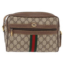 GUCCI GG Supreme Web Sherry Line Bag PVC Beige Gold 119 02 004 Auth 191933-13