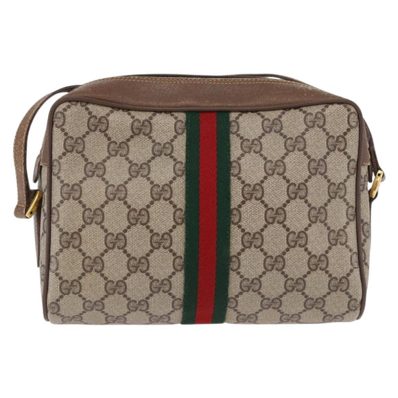 GUCCI GG Supreme Web Sherry Line Bag PVC Beige Gold 119 02 004 Auth 191933