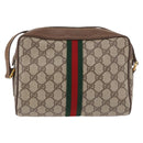 GUCCI GG Supreme Web Sherry Line Bag PVC Beige Gold 119 02 004 Auth 191933-2
