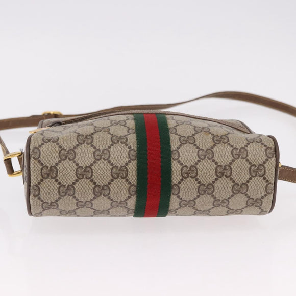 GUCCI GG Supreme Web Sherry Line Bag PVC Beige Gold 119 02 004 Auth 191933