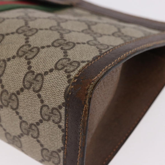 GUCCI GG Supreme Web Sherry Line Clutch Bag PVC Beige 37 014 2125 Auth 191934