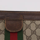 GUCCI GG Supreme Web Sherry Line Clutch Bag PVC Beige 37 014 2125 Auth 191934-4
