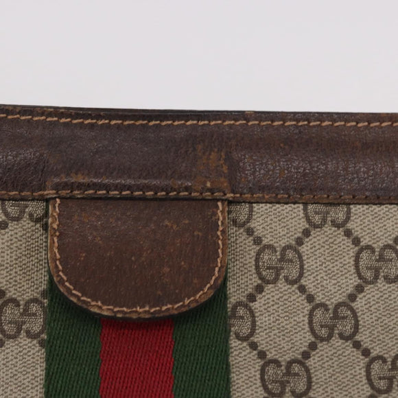 GUCCI GG Supreme Web Sherry Line Clutch Bag PVC Beige 37 014 2125 Auth 191934