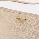 PRADA Hand Bag Canvas Beige Gold Auth 191935-17