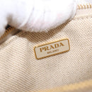 PRADA Hand Bag Canvas Beige Gold Auth 191935-18