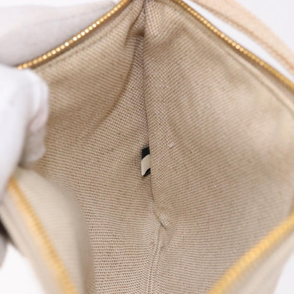 PRADA Hand Bag Canvas Beige Gold Auth 191935