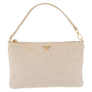 PRADA Hand Bag Canvas Beige Gold Auth 191935-13